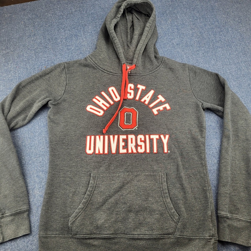 Ohio State University Buckeyes Hoodie Gray Embroidered Pullover Sweatshirt M